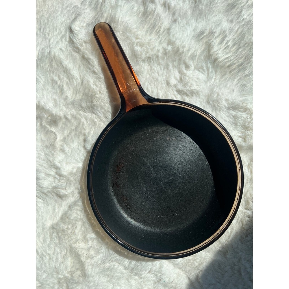 Visions Corning Amber Glass Skillet Non-Stick 7 Inch Frying Pan USA Vintage